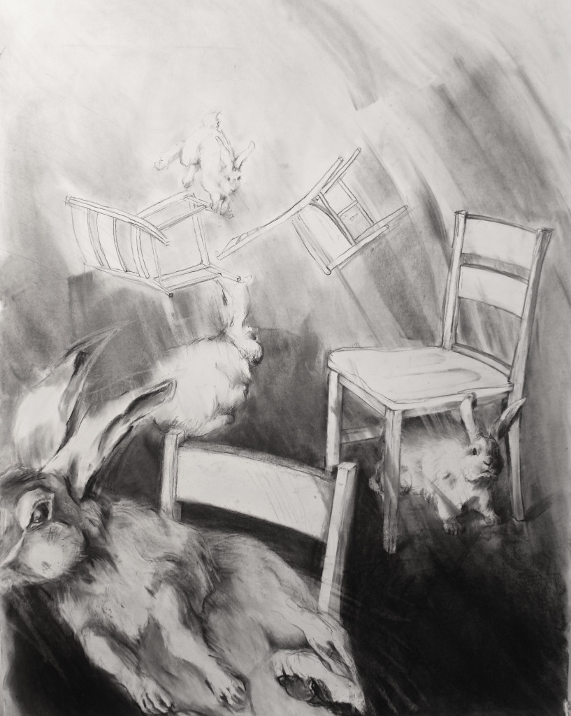 Rabbits-47 x 36 Charcoal 2016